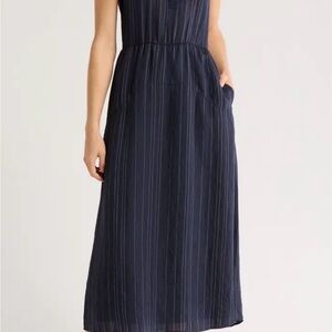 Vince drapey Dark Blue Striped Dress